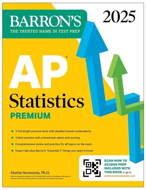 AP Statistics Premium, 2025: Prep Book with 9 Practice Tests + Comprehensive Review + Online Practice (Paperback) 표지