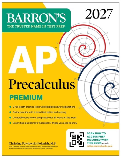 AP Precalculus Premium, 2027: Prep Book with 3 Practice Tests + Comprehensive Review + Online Practice (Barron's AP Prep) (Paperback) 표지