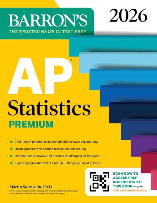 AP Statistics Premium, 2026: Prep Book with 9 Practice Tests + Comprehensive Review + Online Practice (Paperback) 표지