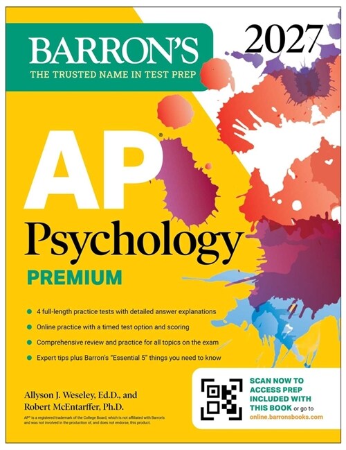 AP Psychology Premium, 2027: Prep Book with 4 Practice Tests + Comprehensive Review + Online Practice (Paperback) 표지